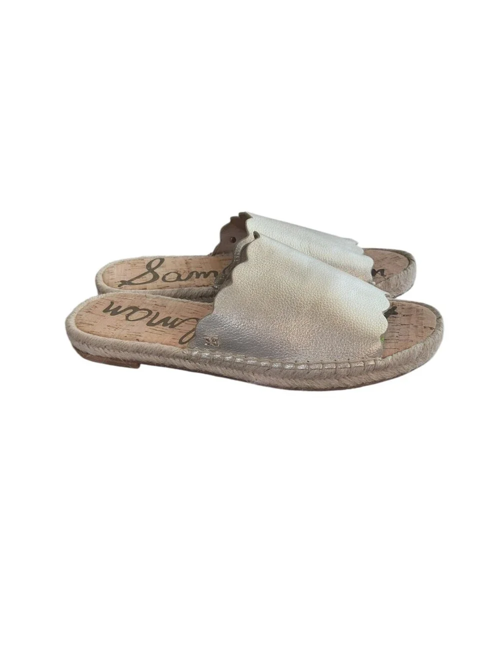 Sam Edelman Gold Scalloped Leather Slide Sandals Size 8.5